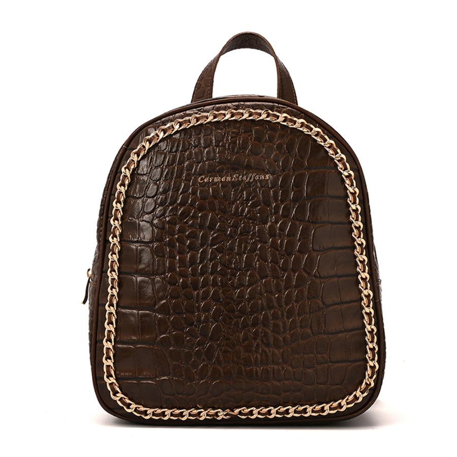 MOCHILA CAFÉ CON TEXTURA Y CADENA