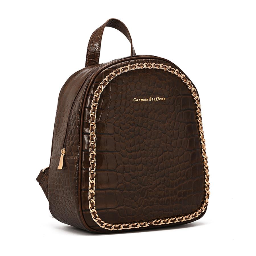 MOCHILA CAFÉ CON TEXTURA Y CADENA