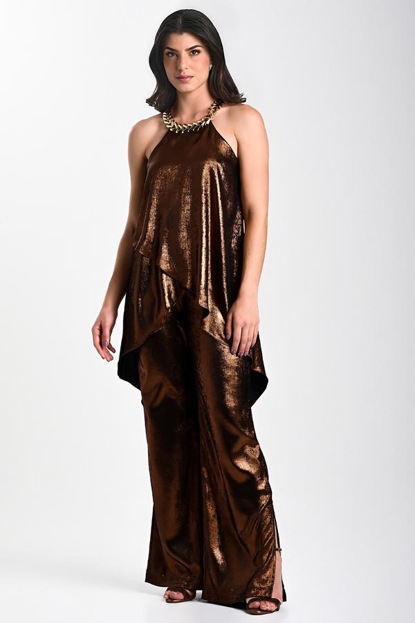 BLUSA SATINADA CON ACCESORIO