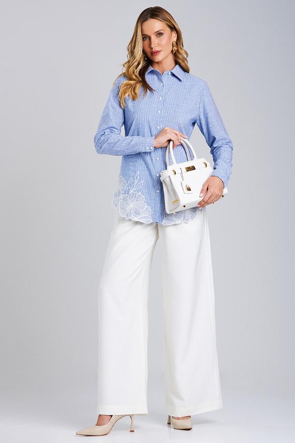 CAMISA DE RAYAS CON BORDADO