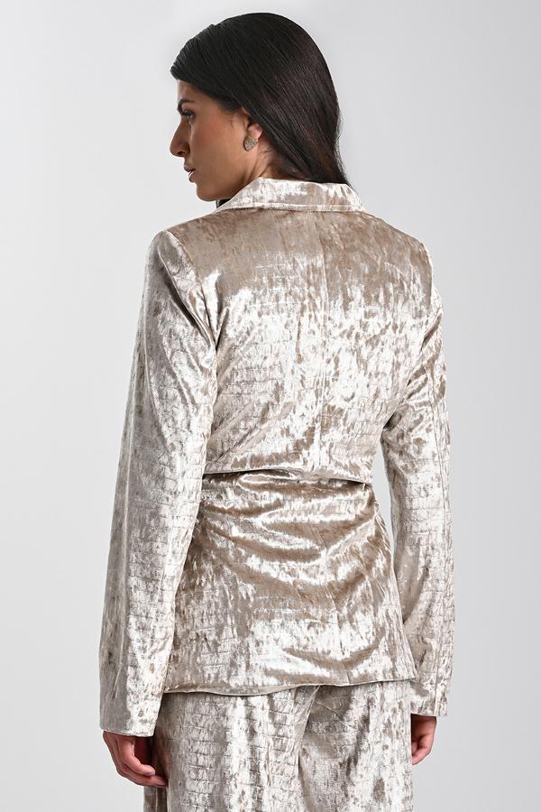 BLAZER BEIGE TERCIOPELO CRUZADO