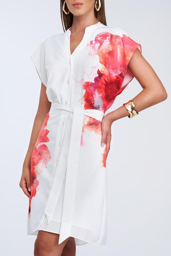 VESTIDO CUELLO V CON ESTAMPADO