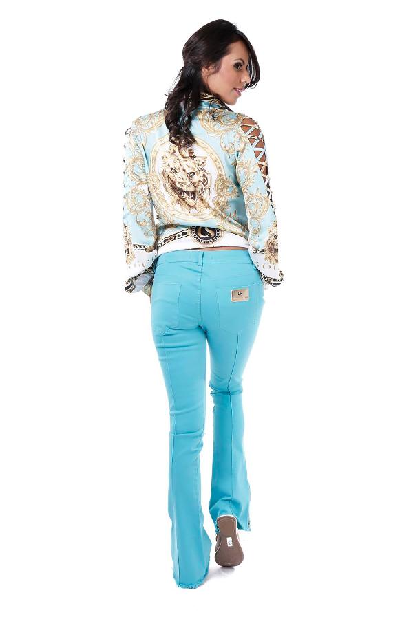 PANTALON TURQUESA BOTA CAMPANA