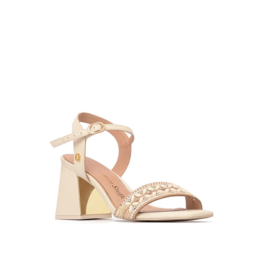 SANDALIA OFF WHITE TACO CUADRADO