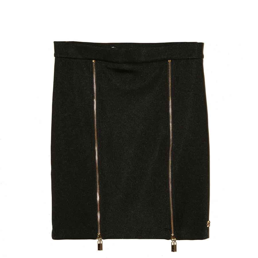 FLADA NEGRA RECTA CON CIERRE DORADO